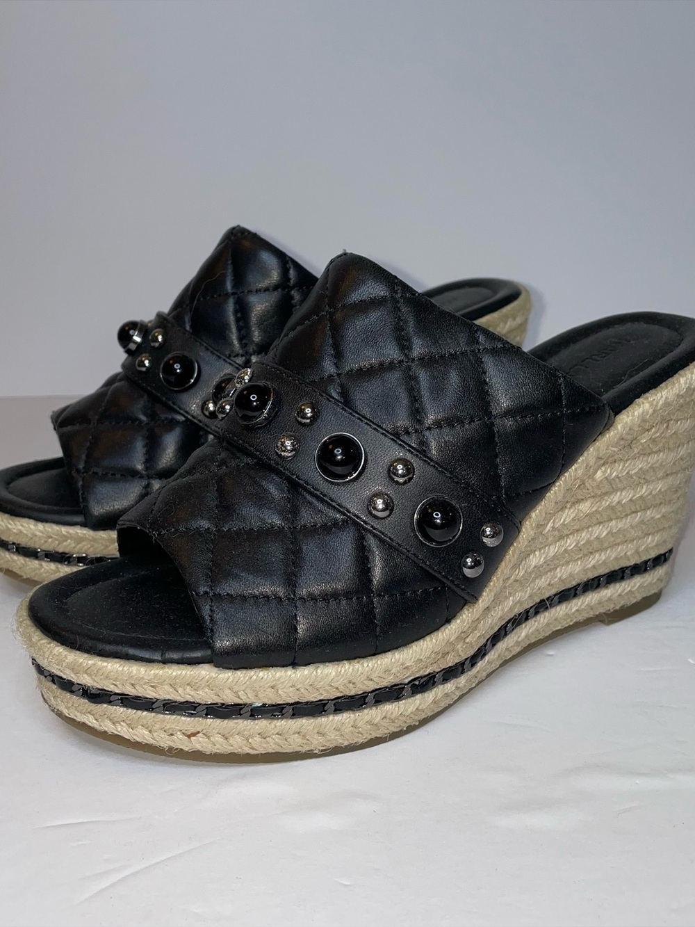 Karl Lagerfeld Camila Black Wedge Espadrille Slide
